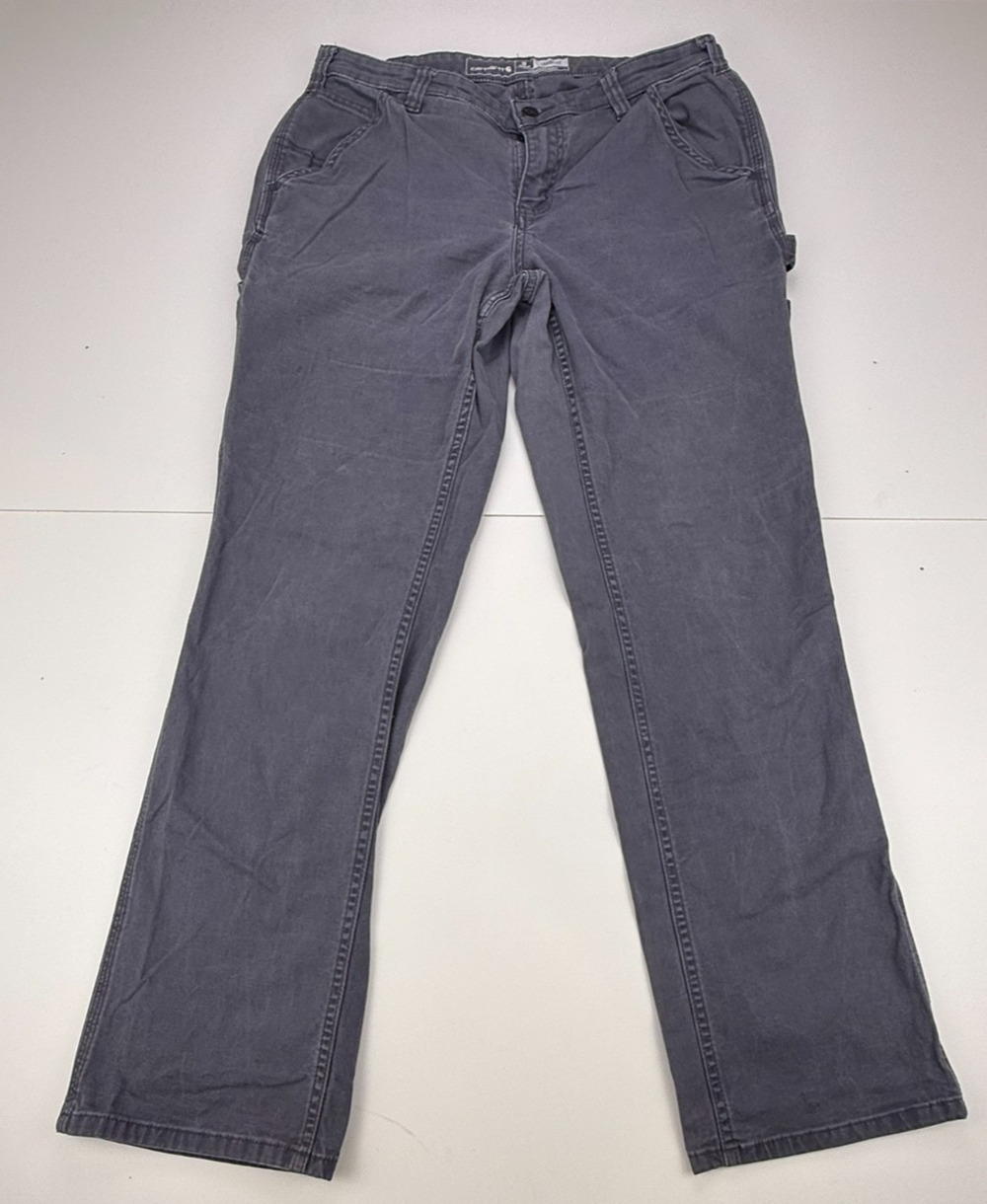 Carhartt Rugged Flex Womens 10 Regular Gray Canvas Work Pants Loose Fit